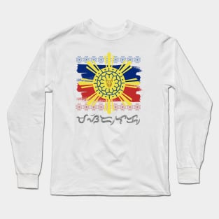 Philippine Flag/Sun / Baybayin word Masidlak (Mandirigmang Sibol ng Dakilang lahing Kayumanggi) Long Sleeve T-Shirt